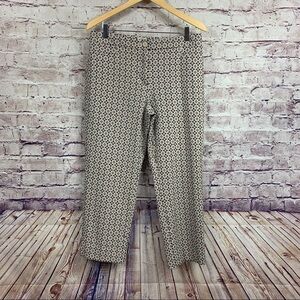 Talbots Tan Floral Print Curvy High Rise Crop Ankle Pants
